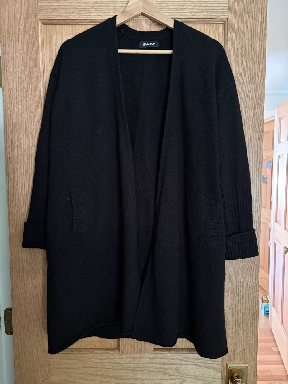 NAADAM Black Cashmere Open Cardigan Sweater
